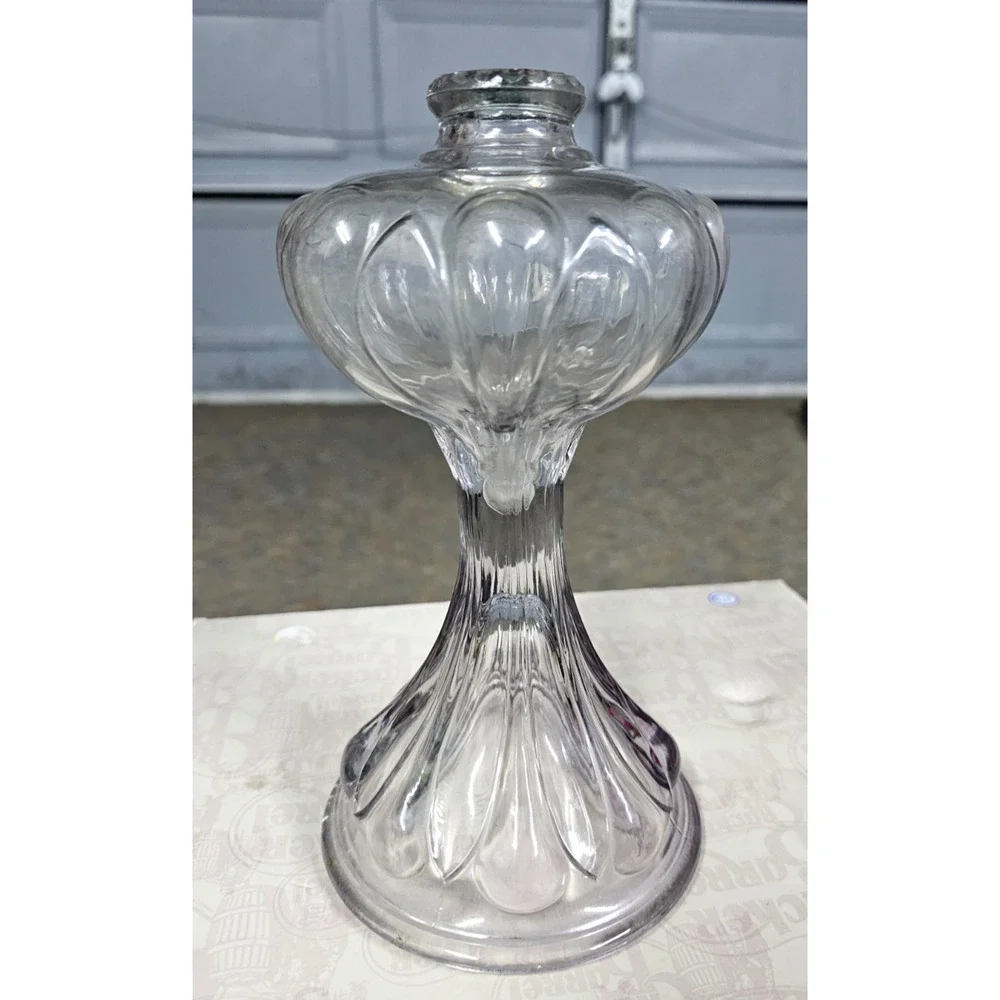 RARE Antique EAPG Oil Lamp Amethyst Unusual Pattern 9